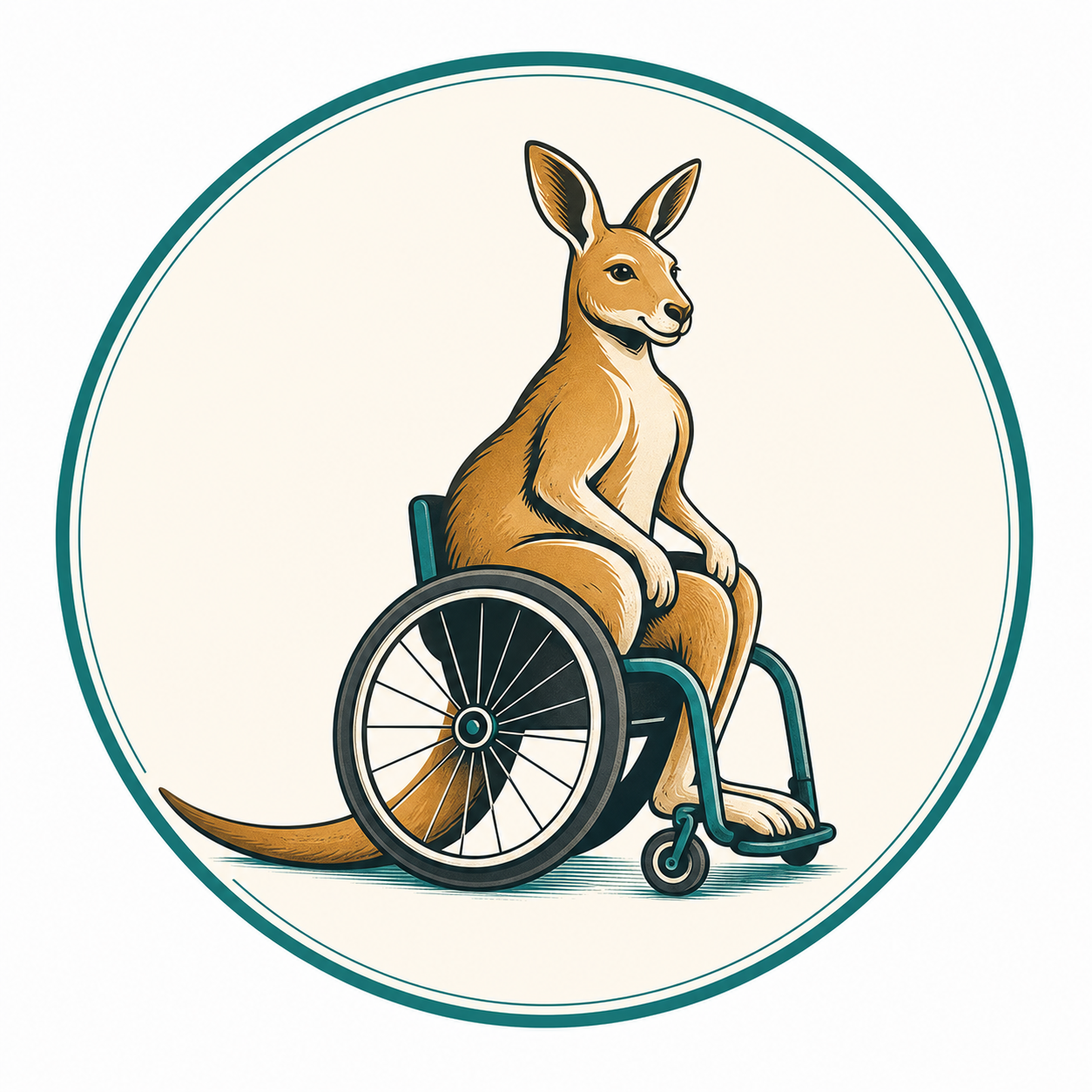 Logo Parabase, canguro a rotelle